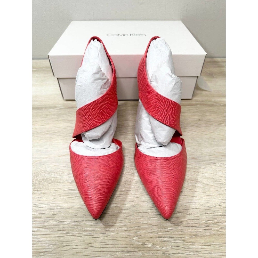 CALVIN KLEIN Womens Coral 11M Gella Toe Stiletto Slip On Leather Pumps